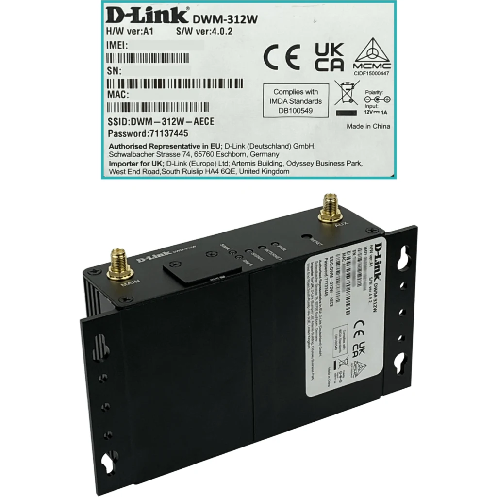 Imagen 6 de Router Industrial D-Link DWM-312W, 4G LTE 150Mbps, 2 SIM, 1 WAN/LAN Wi-Fi 2.4GHz