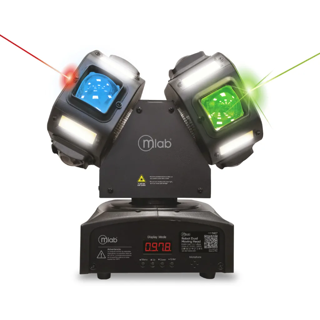 Imagen 1 de MLAB LUZ FIESTA ROBOT DUAL MOVING HEAD LASER STROBE 16 LED MIC MUSIC RGBW 3 EN 1