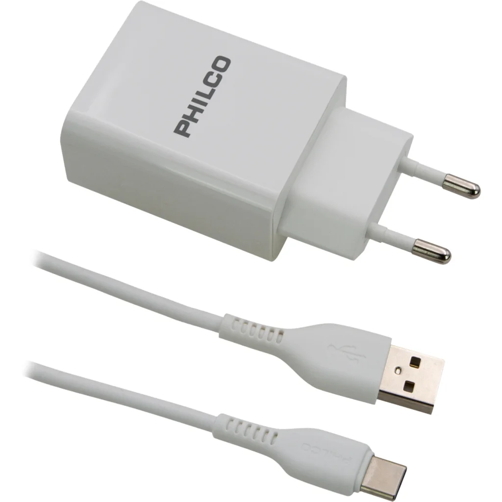 Imagen 1 de CARG. DE PARED 2.1 A DOBLE USB C/CABLE TIPO C R2109 BLANCO