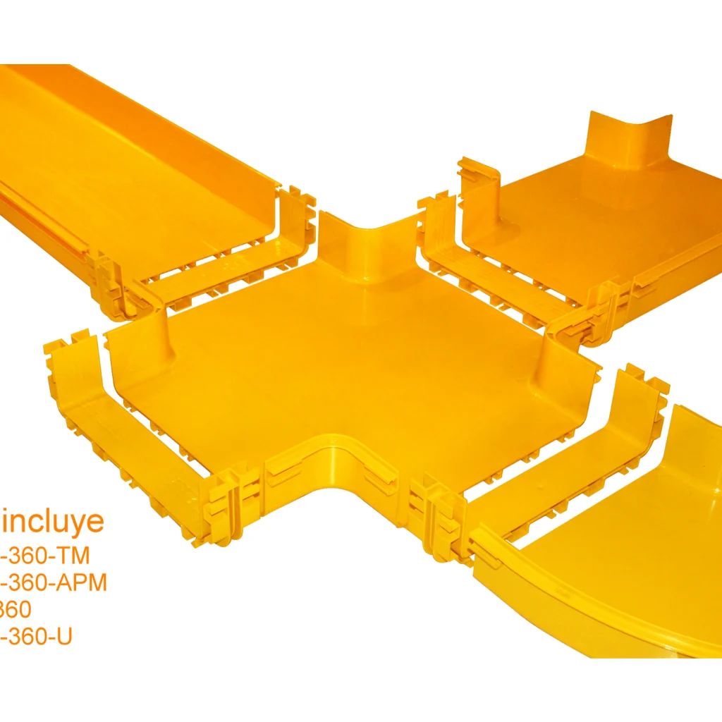 Imagen 2 de 360x100mm Derivacion Cruz Horizontal Amarilla PC+ABS LSZH Macho
