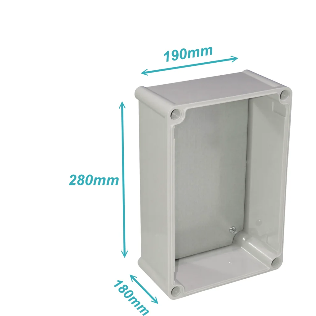 TIBOX 280x190x180mm Caja ABS IP66 Tapa-Transparente c/Placa-Aluminio
