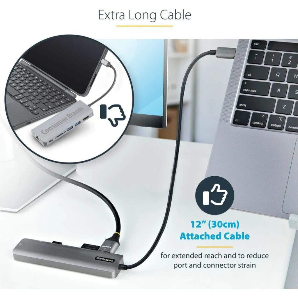 Imagen 1 de Docking Station StarTech Mini Dock USB-C a HDMI SD/mSD 2*USB3.0 LAN USB-C Gris