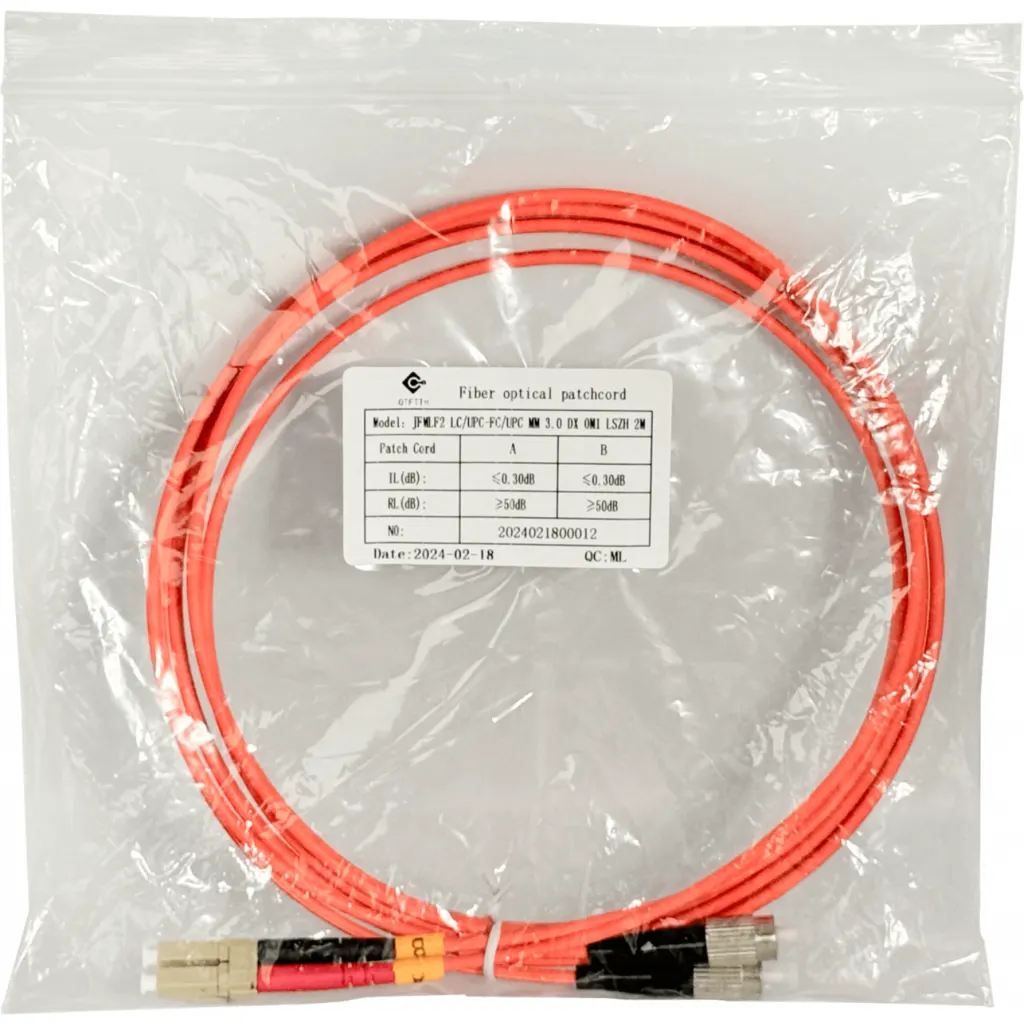 Imagen 2 de 2mt LC-FC OM1 MultiModo MM Duplex Jumper Fibra 62.5/125um LSZH 