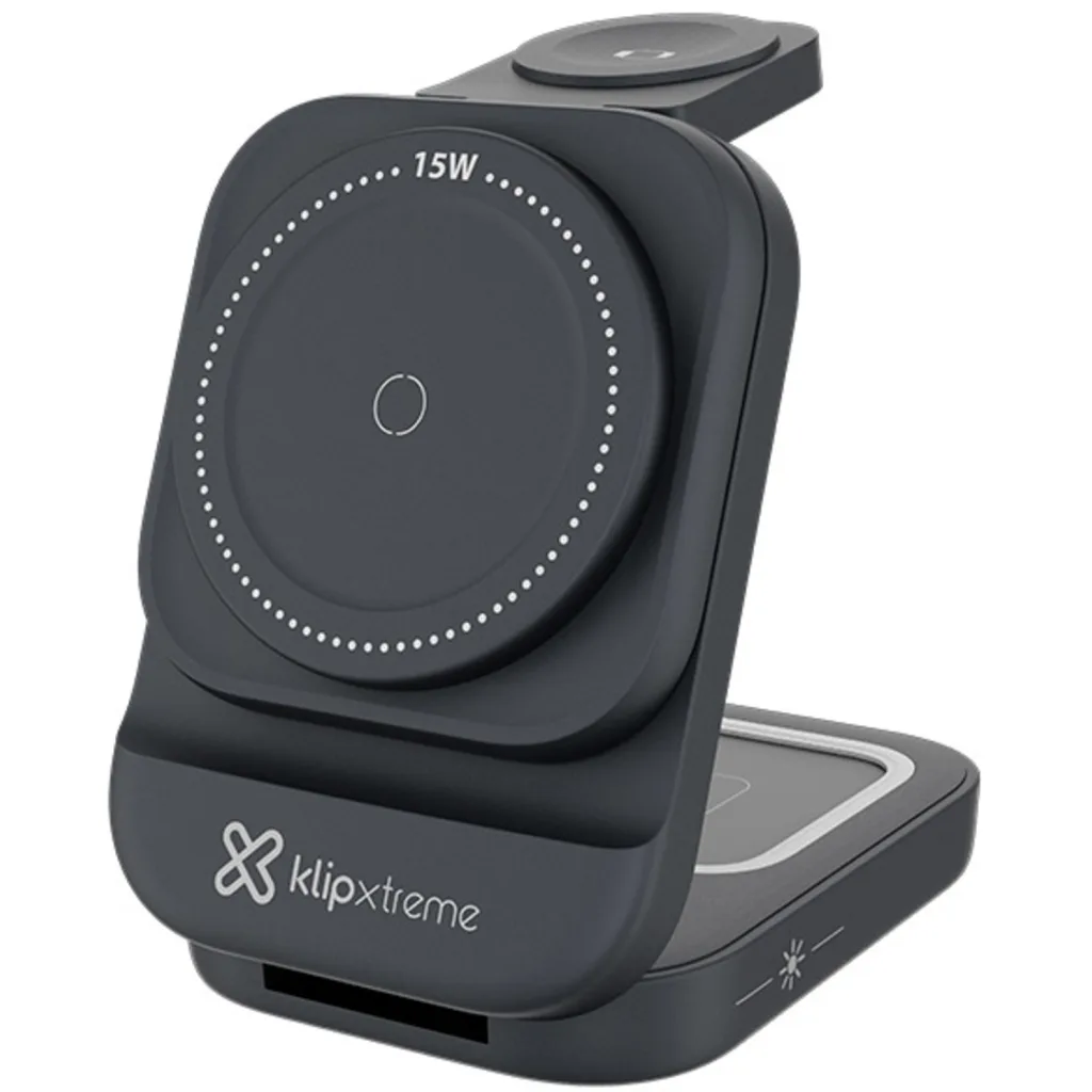 Base de Carga Innalámbrica KlipX KDC-150, 15W Soporte Verticl USB-C p/celular