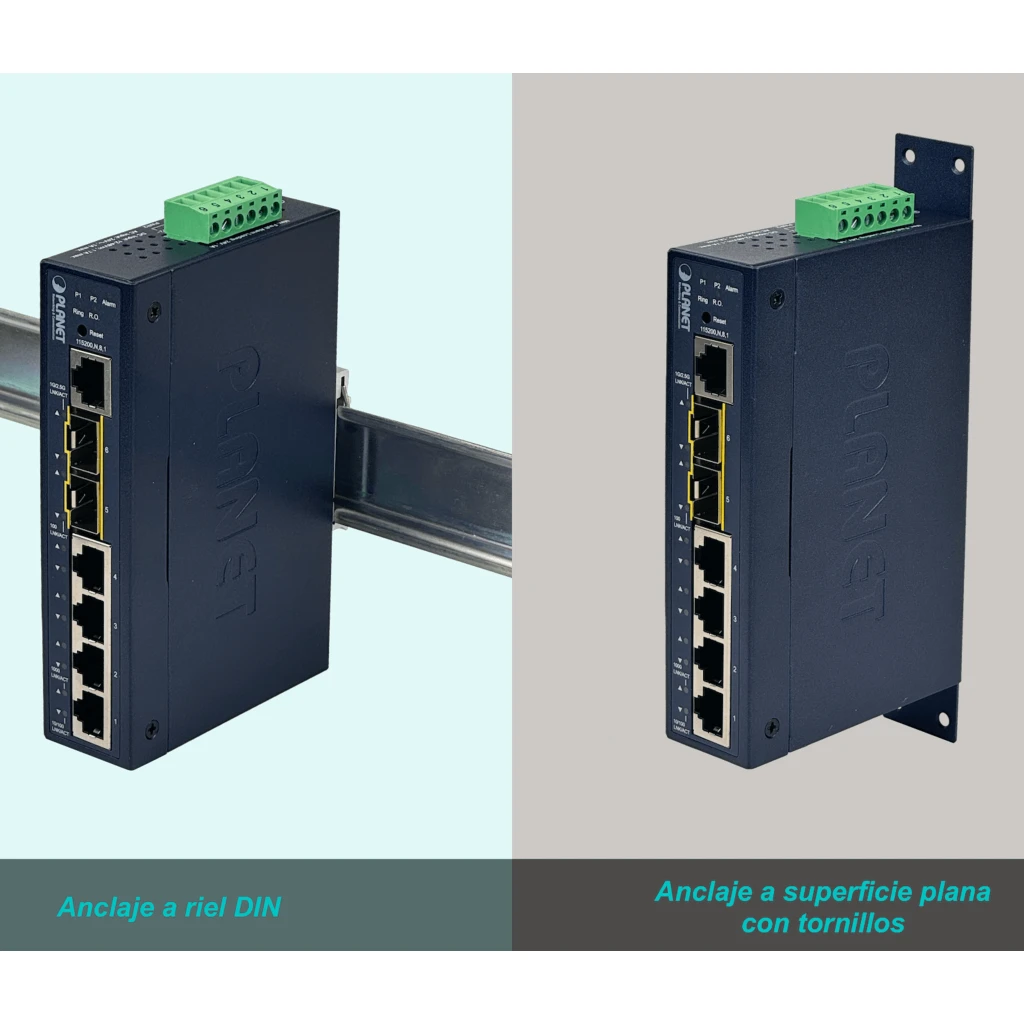 PLANET 4-1000 1-SFP 1-SFP-2.5G Switch Indus Admin L2 Riel-DIN 12-48VDC