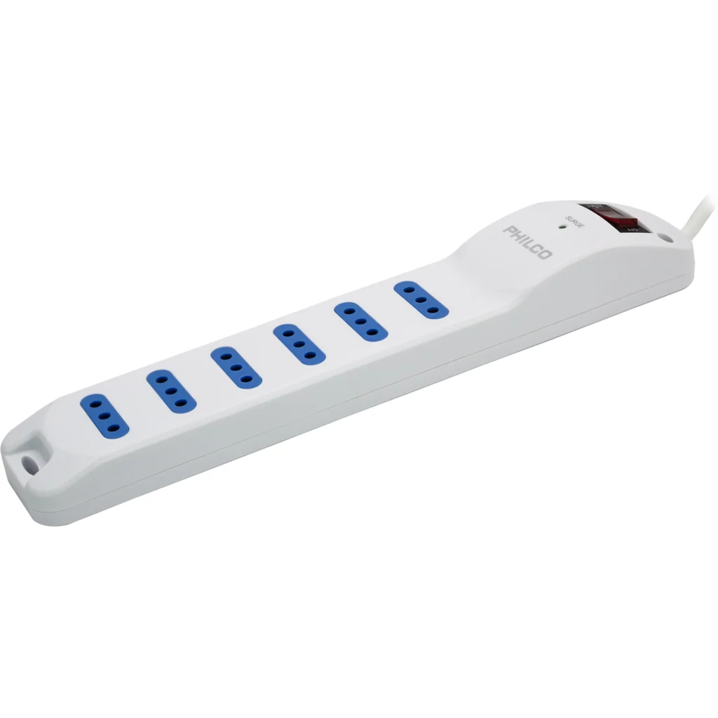 Imagen 1 de Alargador Eléctrico 6 Tomas 10A 2500W c/Switch Cable 1.5mts Color blanco -Philco