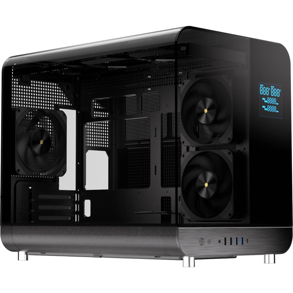 Imagen 4 de GABINETE GAMER ESGAMING MATX AIRCRAFT 007 NEGRO 6 FAN, 2 BASE, 3 ABAJO, 1 TRASERO ARGB, SIN FUENTE