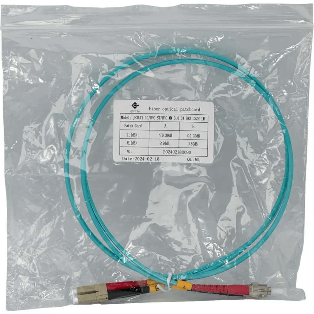 Imagen 1 de 1mt LC-ST OM3 Multimodo MM Duplex Jumper Fibra 3.0mm 50/125um