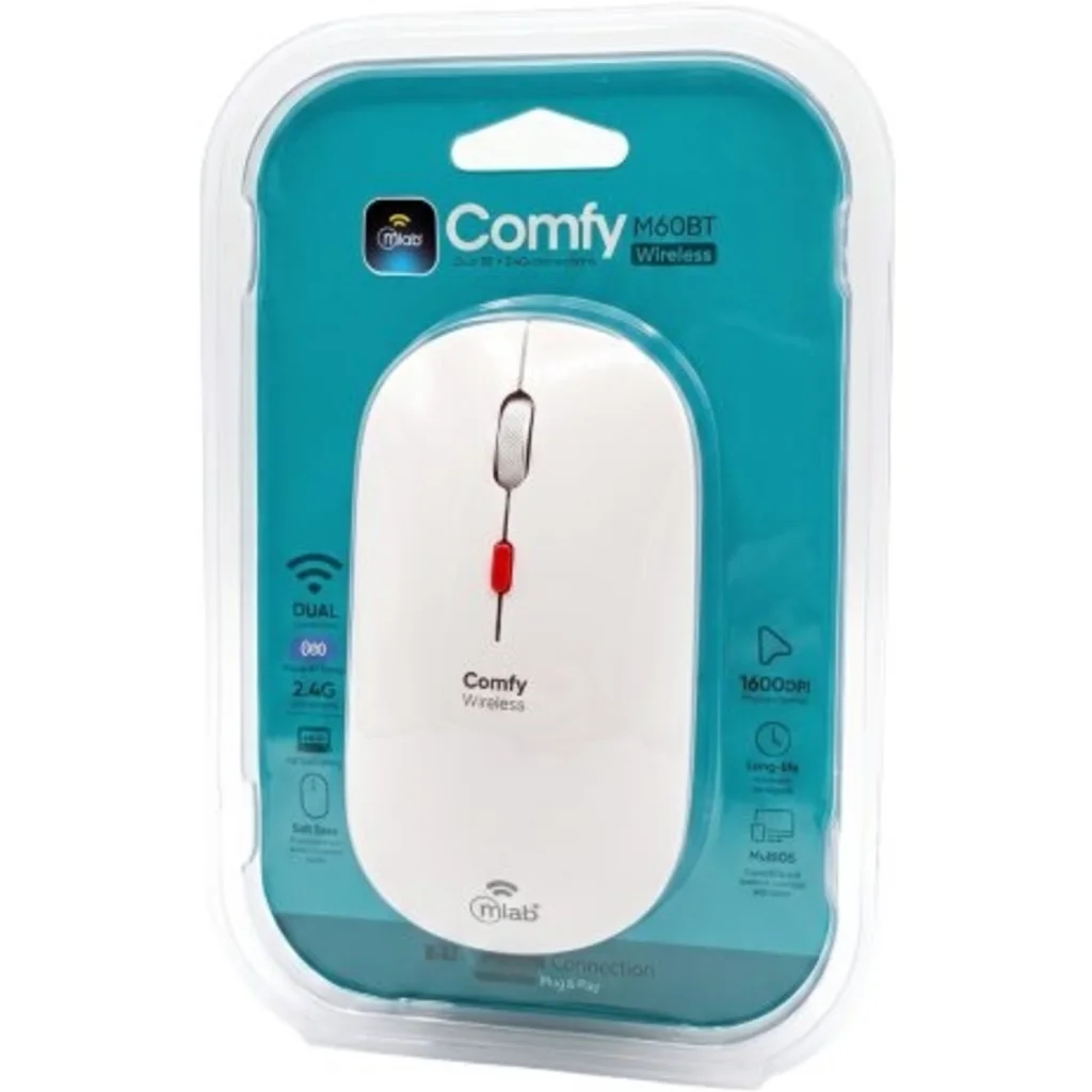 Imagen 1 de MLAB MOUSE BLUETOOTH + 2,4GHZ 1600DPI COMFY M60BT WHITE
