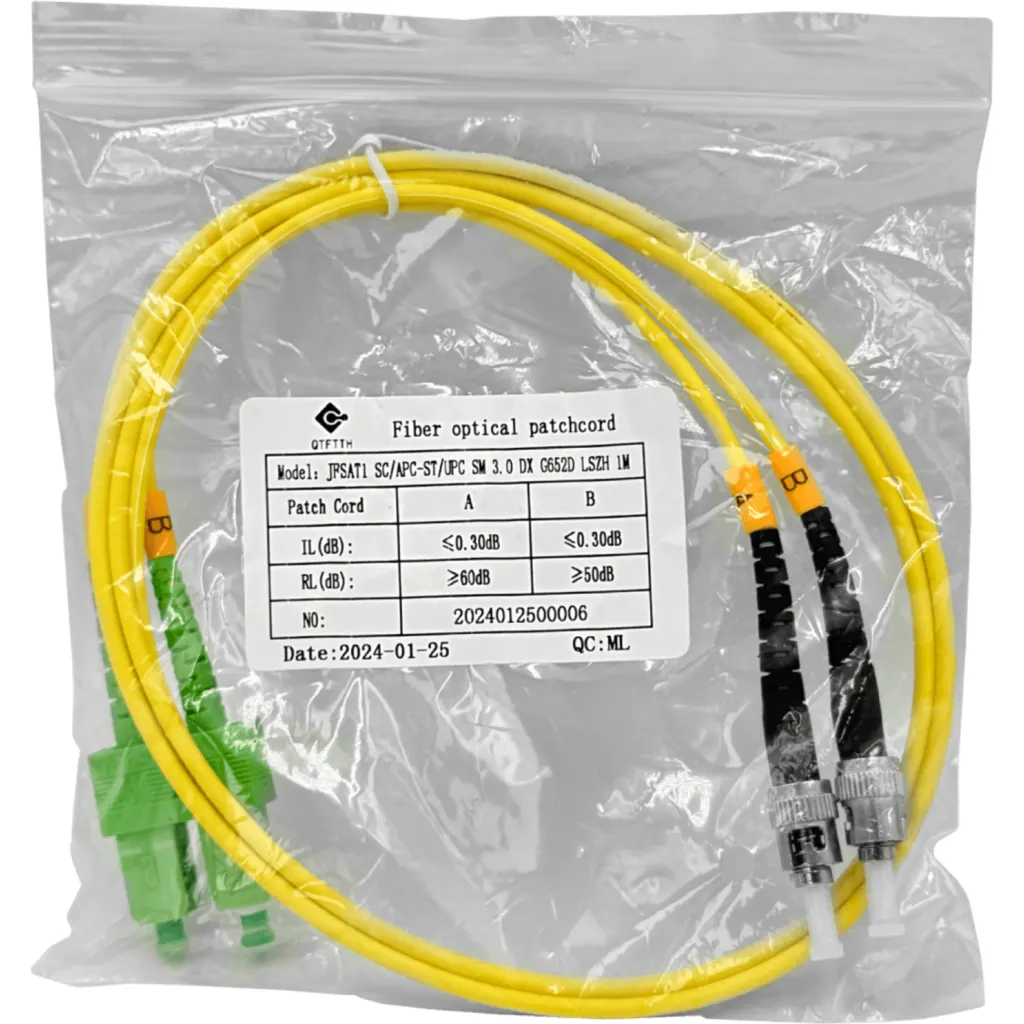 Imagen 2 de 1mt SC/APC-ST/UPC MonoModo SM Duplex Jumper Cable Fibra 9/125um 3mm