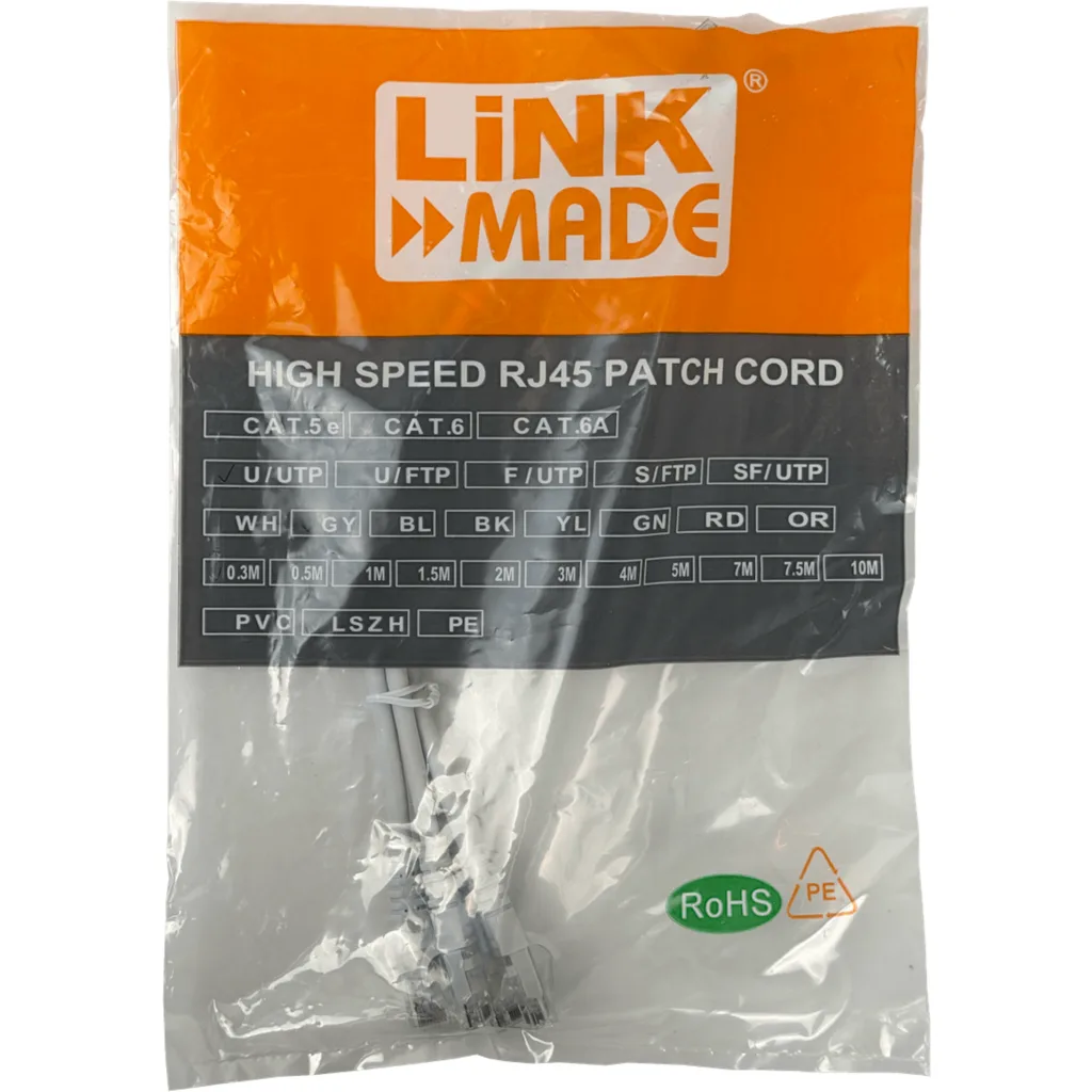 Imagen 4 de Cable de Red Linkmade CAT6 LSZH Inyectado Multifilar 4UN 4x0.30mt GRIS