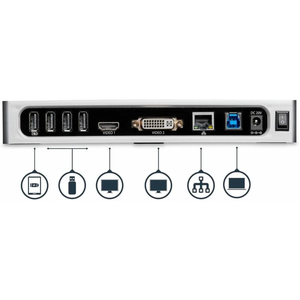 Imagen 4 de Docking Station StarTech Host USB 3.0, Prtos HDMI DVI 6*USB3.1 USB-B Audio LAN.