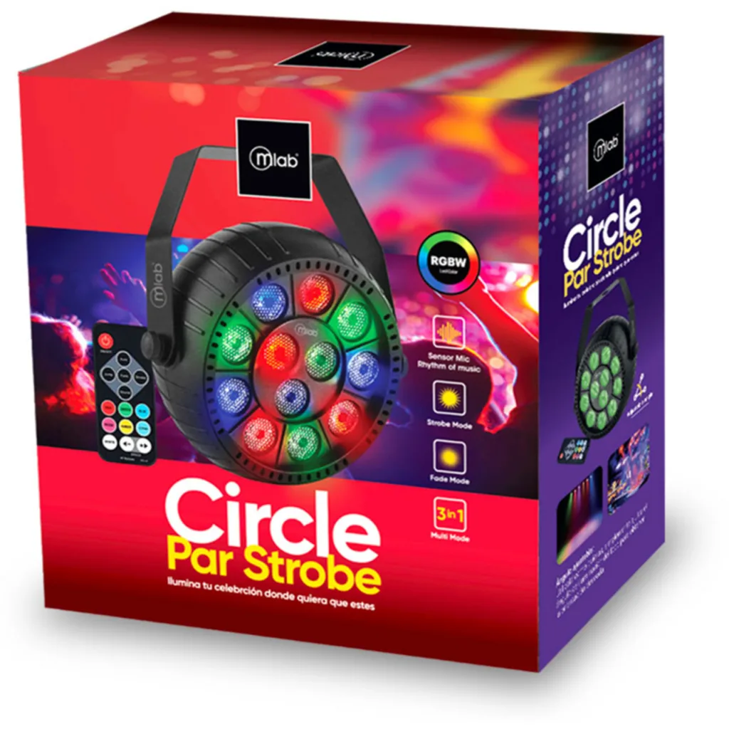 Imagen 6 de MLAB LUZ FIESTA CIRCLE 12 LED PAR STROBE LIGHT MIC MUSIC RGB 3 EN 1