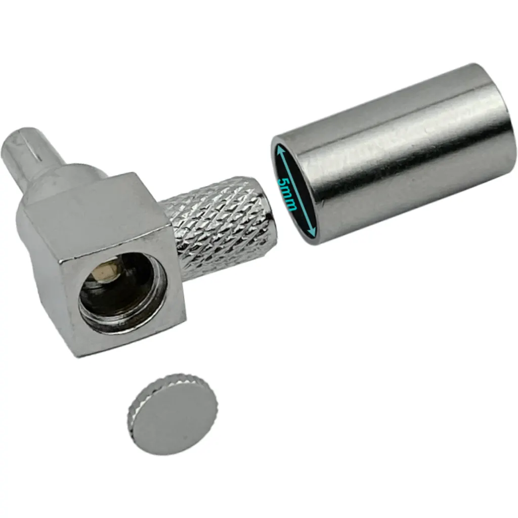 Imagen 1 de CRC9-Macho 90-Grados LMR195 Conector Crimpeable RG58 RG142
