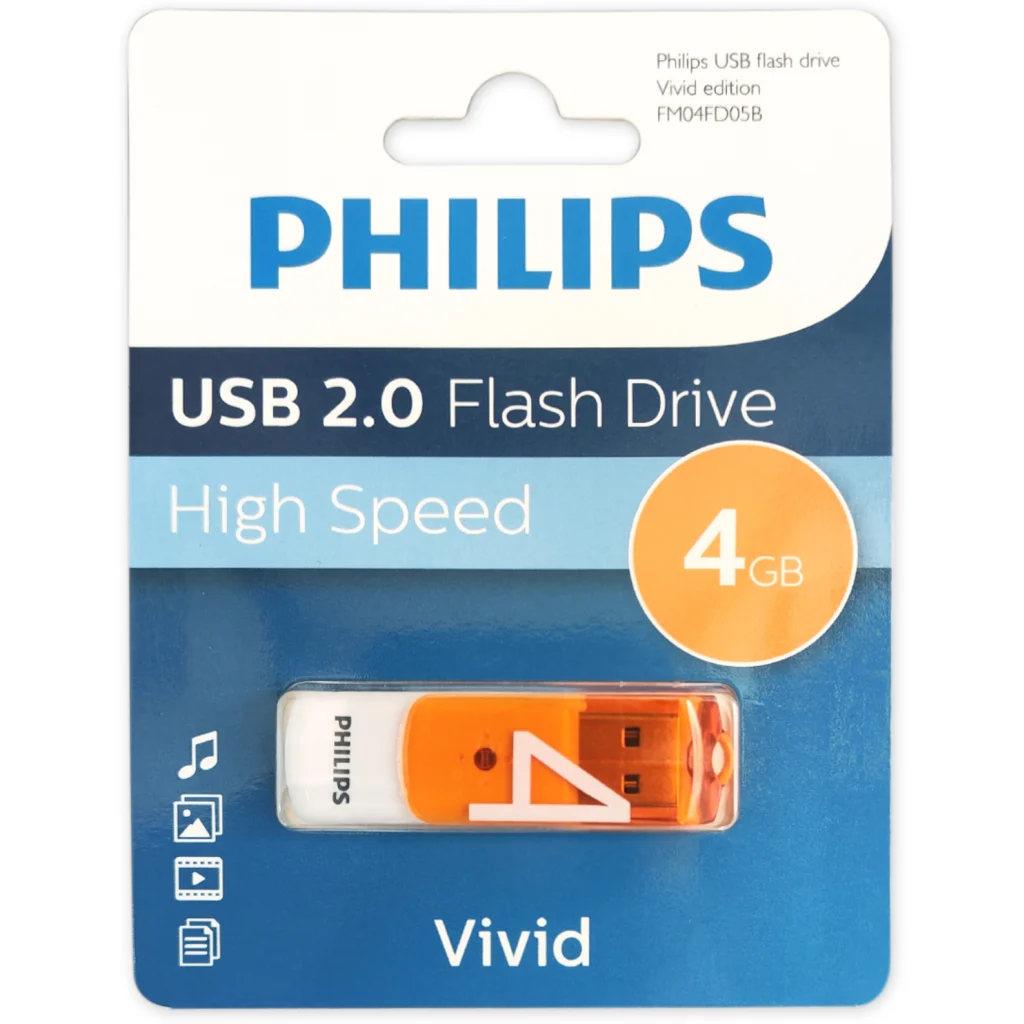 Imagen 0 de PHILIPS PENDRIVE VIVID 4GB (naranja) 2.0 FM04FD05B/97