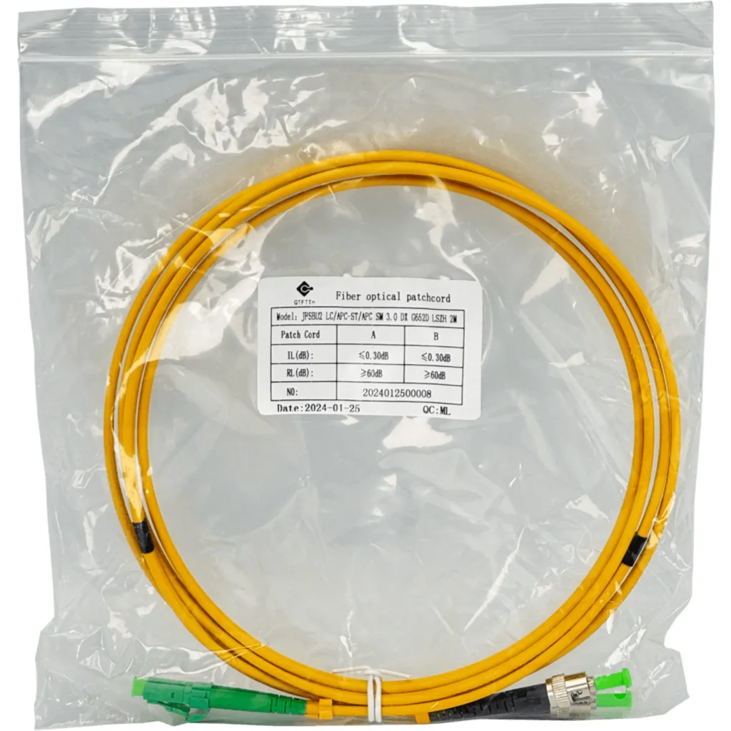 2mt LC/APC-ST/APC MonoModo SM Duplex Jumper Cable Fibra 9/125um 3mm