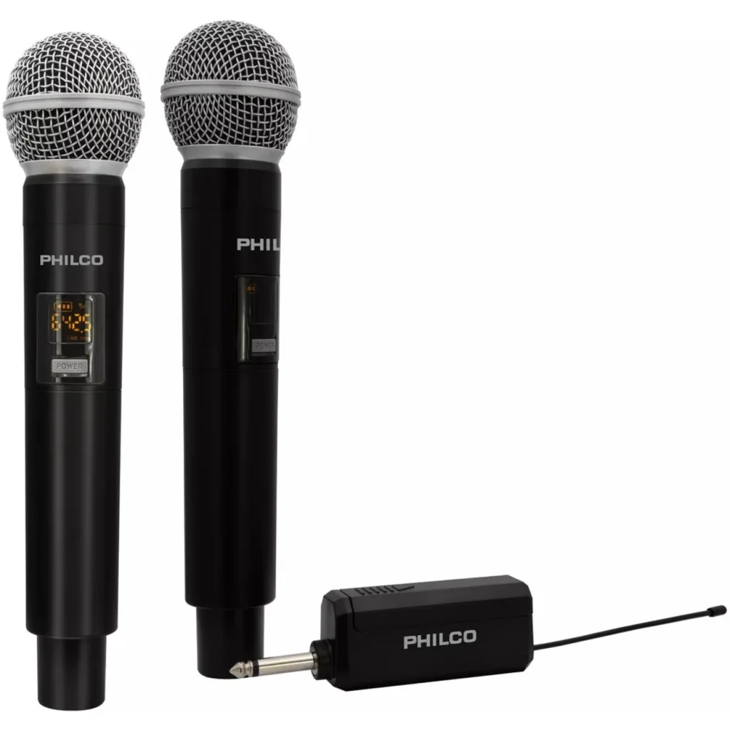 Pack 2 Micrófonos Inalámbricos Philco WU519, 630-680MHz 60mts aprox.