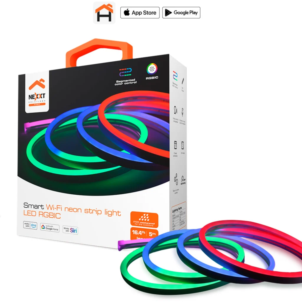 Cinta LED Neon Smart Nexxt NHB-S614, LED RGBIC WiFi 5mts Smart Home