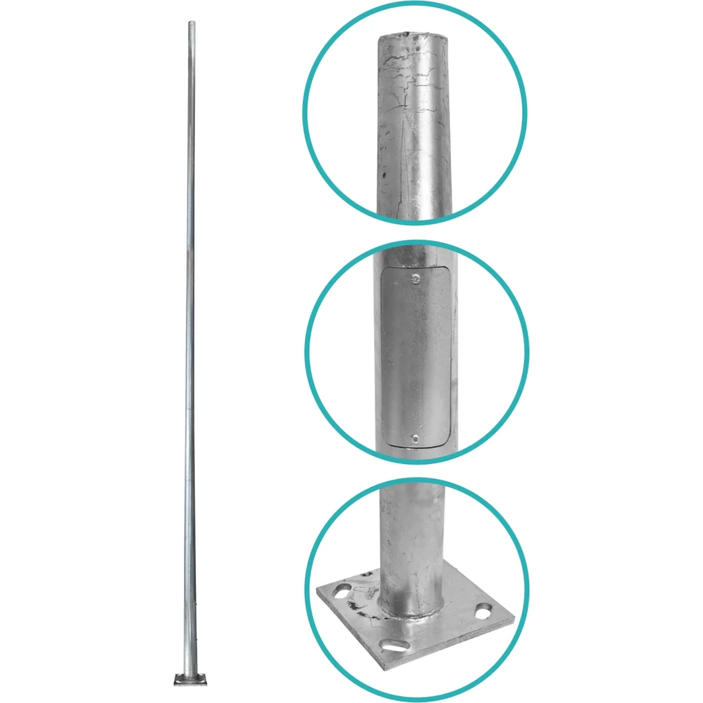 Imagen 3 de Poste Conico 6mt 3mm Base-260x260x12mm no-inc-Canastillo Cono-140/60mm