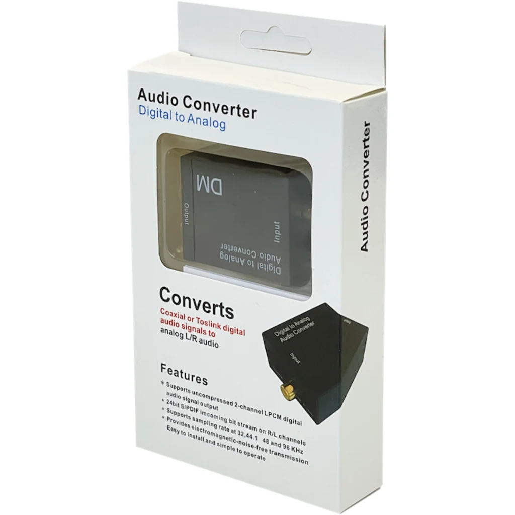 Imagen 3 de Convertidor Audio Optico-Toslink/Coaxial a 2-RCA-H 51x42x26mm req5V