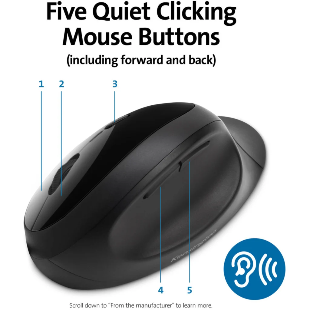 Imagen 28 de Mouse Ergonómico Inalámbrico Kensington Pro Fit, Óptico 1600DPI 5 botones Negro