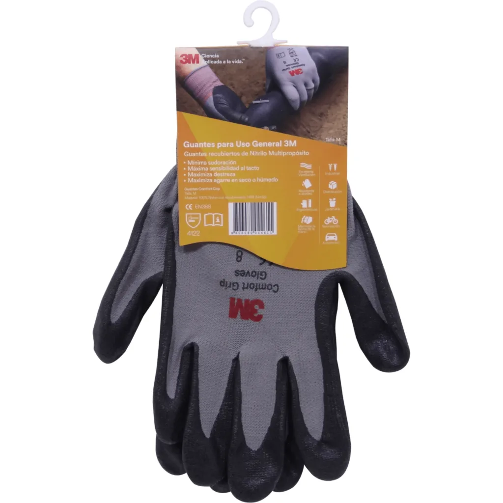 Imagen 2 de 3M Talla-M(8) Espuma Nitrilo Fibra Nylon Par Guantes