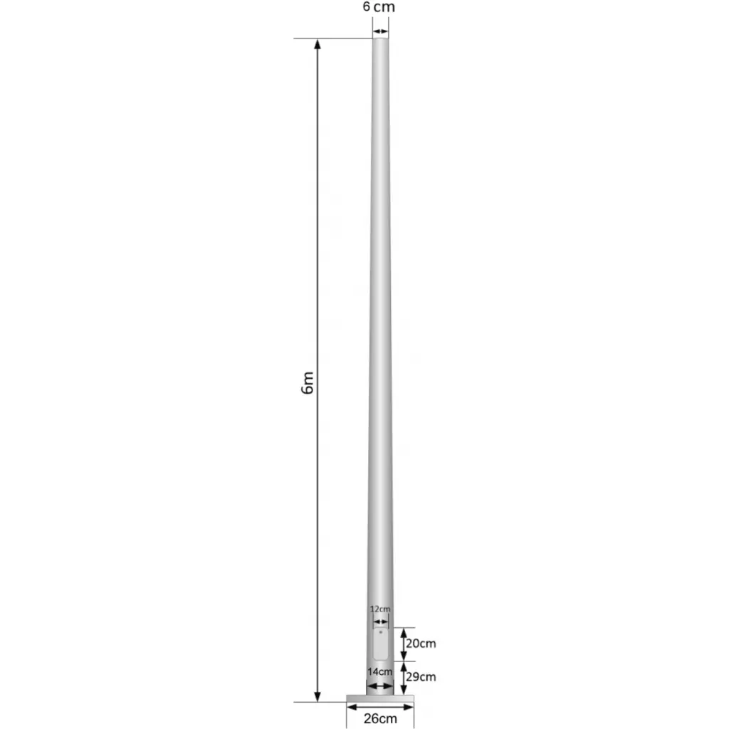 Imagen 1 de Poste Conico 6mt 3mm Base-260x260x12mm no-inc-Canastillo Cono-140/60mm