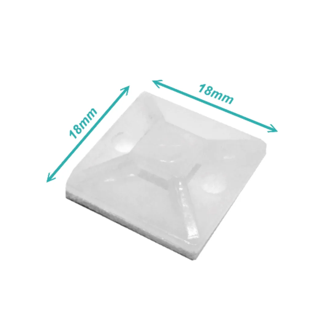 100-un 2x2cm Fijacion Autoadhesiva Base Blanca p/Amarra 4mm