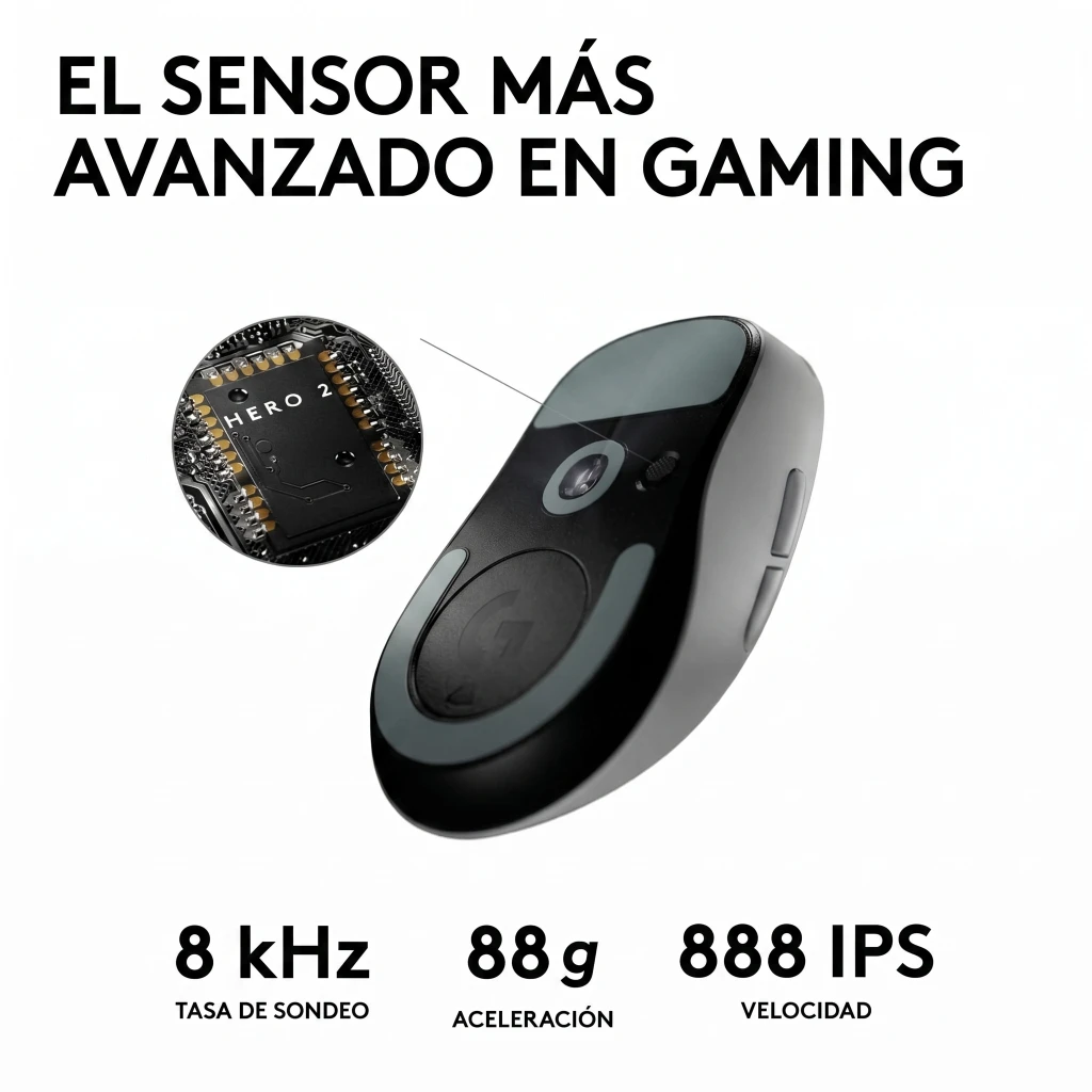 Imagen 3 de Mouse Gamer Logitech Pro 2 LIGHTSPEED Inalámbrico Sensor HERO 2 Blanco