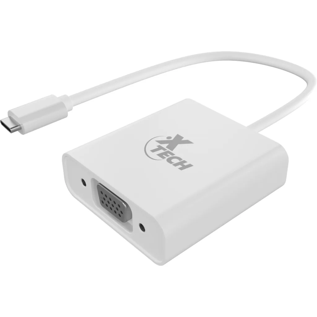 Adaptador XTech VGA Hembra con Conector USB-C Macho Long Cable 23 cm Blanco