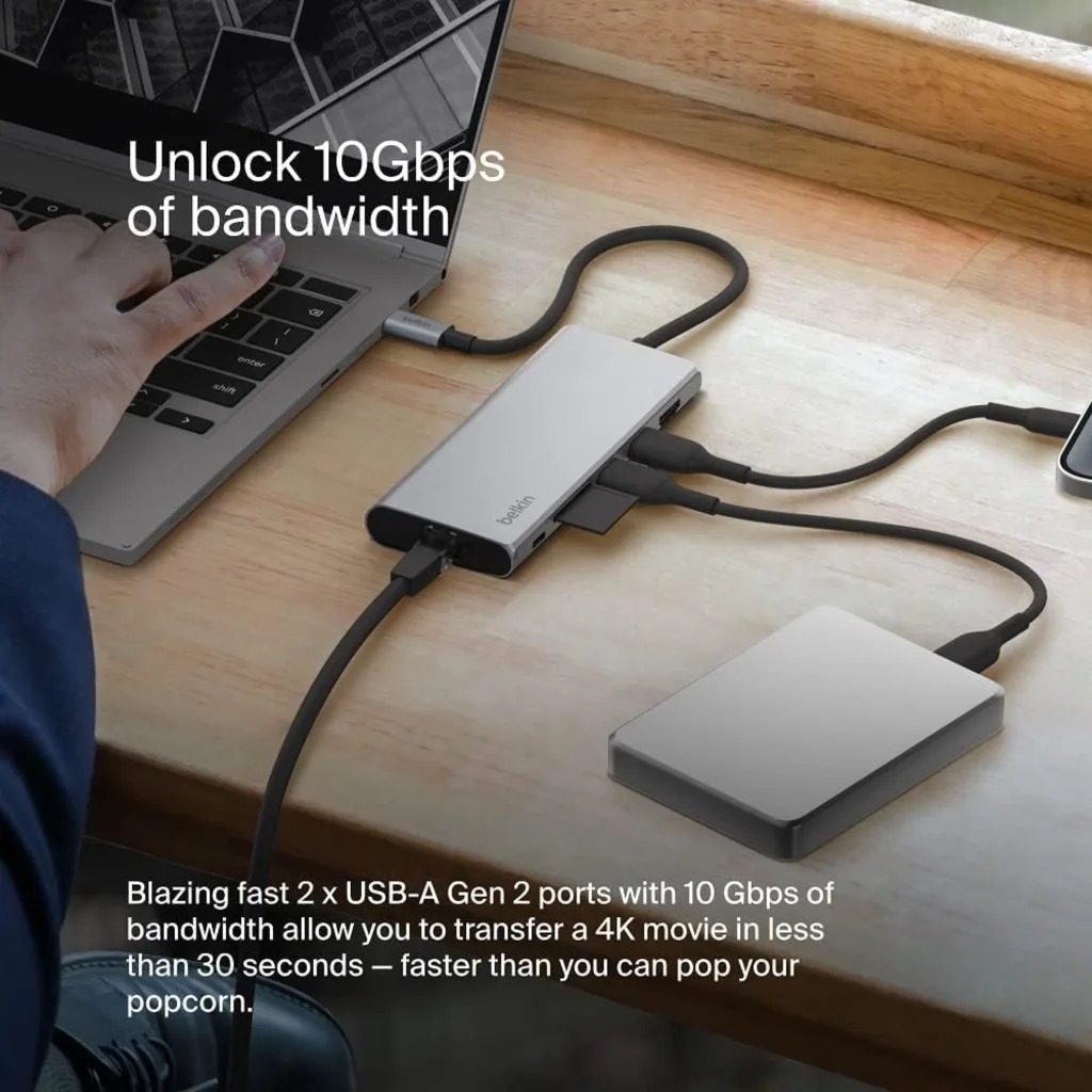 Imagen 10 de Adaptador HUB multipuerto USB-C 7 en 1 Belkin USB-A USB-C HDMI Lector MicroSD