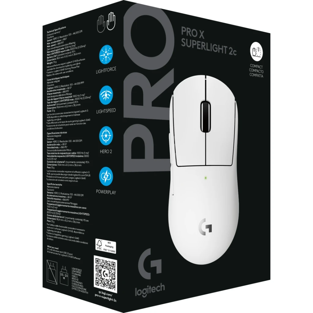 Imagen 8 de Mouse Gamer Inalámbrico Logitech Pro X SuperLigth 2C SenHero 2 LIGTHFORCE Blanco