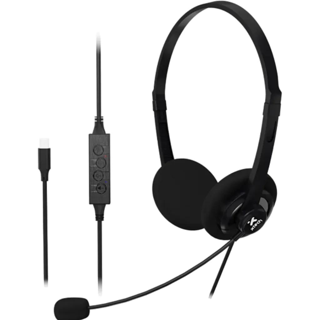 Audífonos Alámbricos XTech XTH-245 para conferencias c/mic ENC y controles USB-C