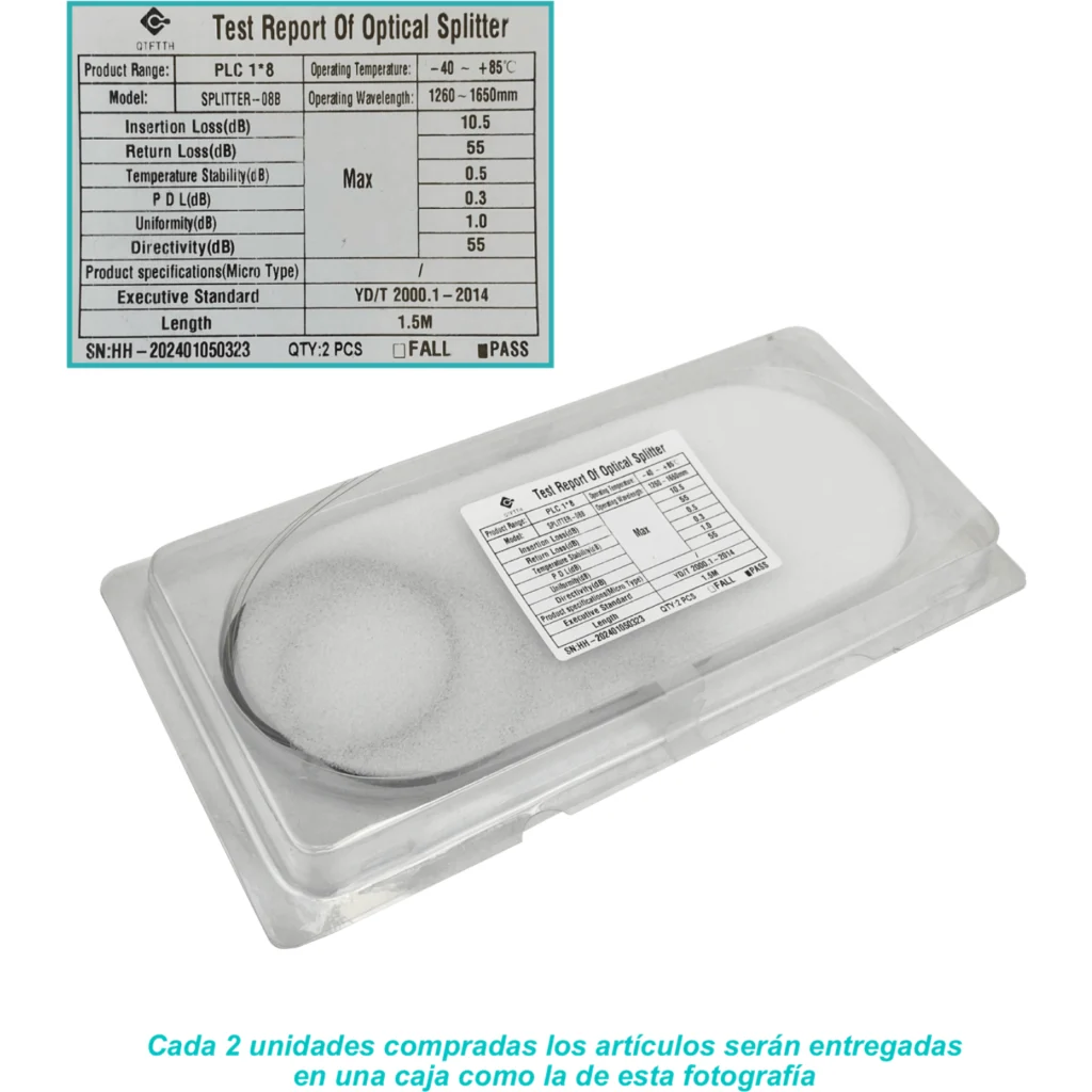 Imagen 1 de 1x8 sin-Conectores Divisor p/EPON/GPON 1,5m req-Fusion 1260-1650mm