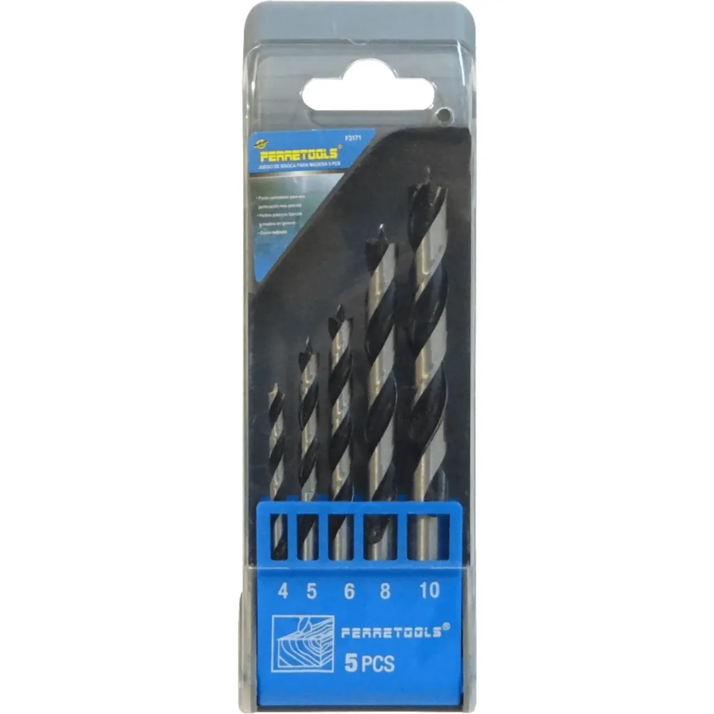 Imagen 2 de Brocas p/Madera 4x71mm 5x81mm 6x89mm 8x108mm 10x116mm Juego-5un.
