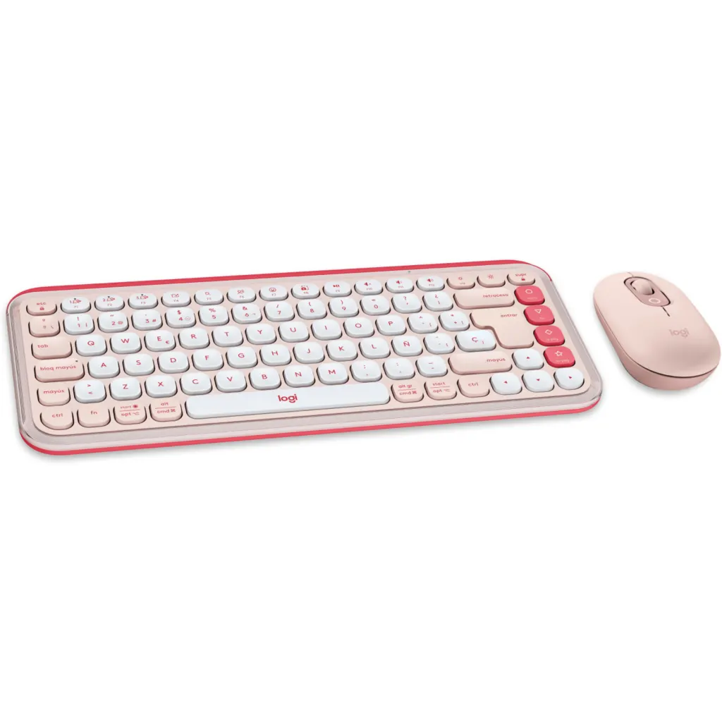 Imagen 1 de Kit Teclado Mouse Logitech Pop Icon Conectividad Inalámbrica BT Rosado/Blanco