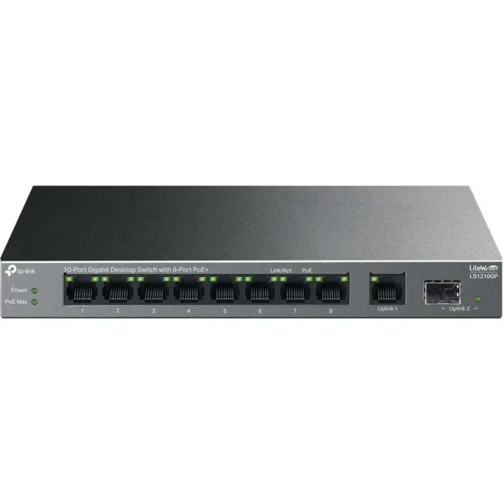 Switch Tp-Link LS1210GP sobremesa de 10 puertos con 8 puertos PoE+ 1 SPFP