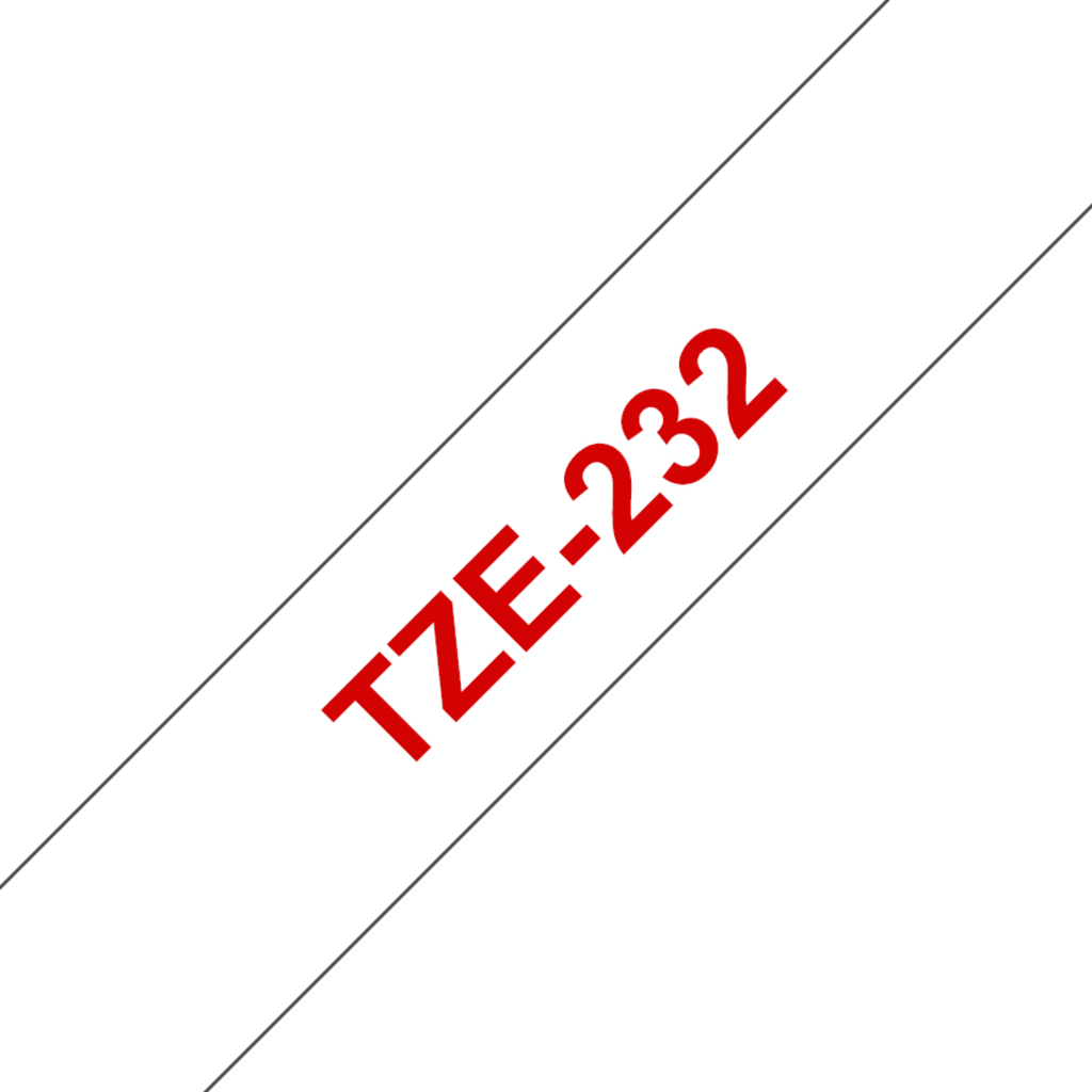 BROTHER CINTA TZE232 STD ROJO SOBRE BLANCO 12MM