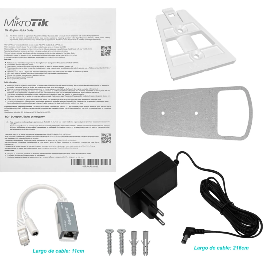 MIKROTIK 2x2-6dBi 2,4GHz-N300 5Ghz-867 L4 inc-24V 2-1000-PoEPass 26dBm