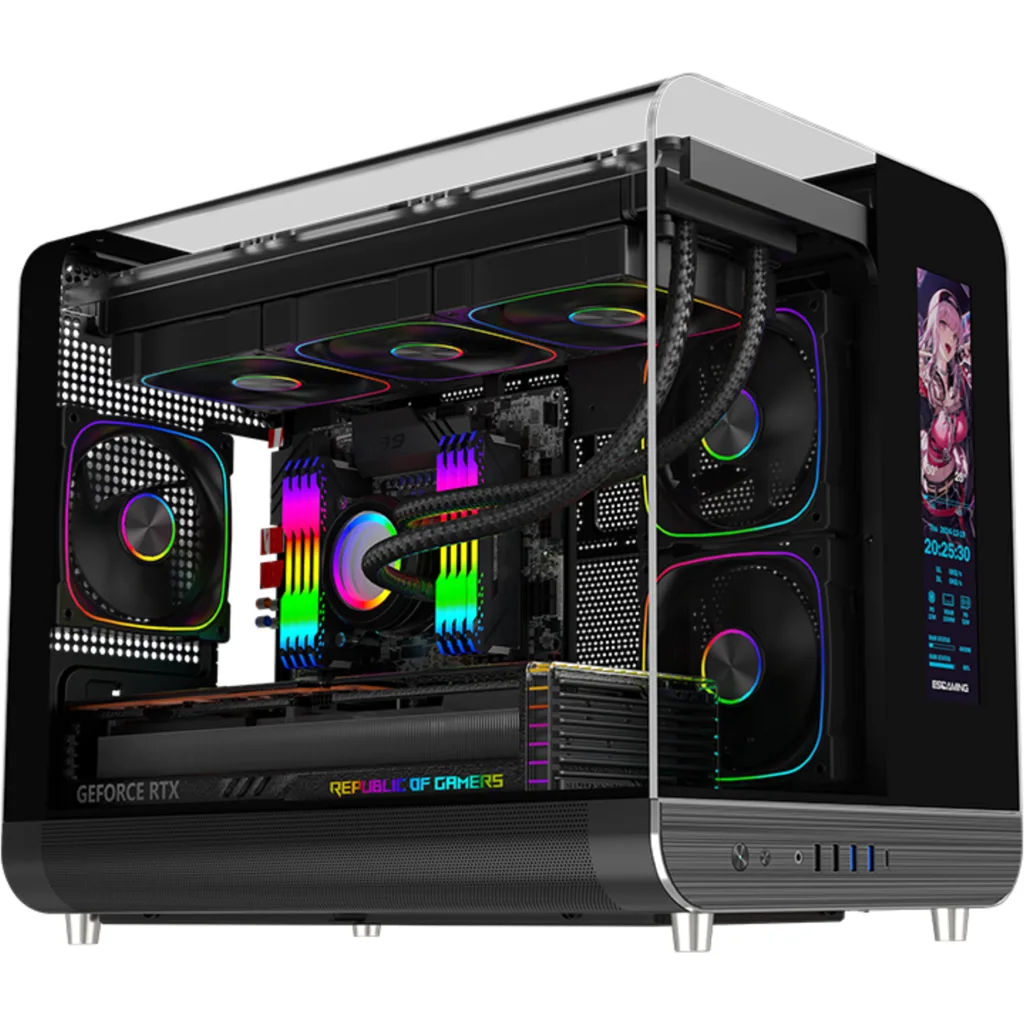 Imagen 11 de Gabinete Gamer XPH Negro | Micro ATX / ITX | 9 Ventiladores ARGB + Controladora + Control Remoto | Pantalla Pixel | USB 3.0 x2 + USB-C