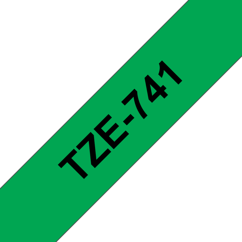 Cinta Brother negra sobre verde 18mm x 8m TZE-741