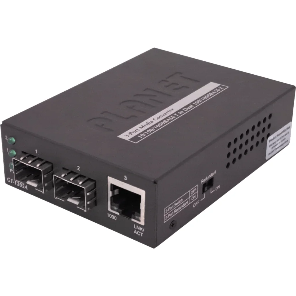 Imagen 2 de Planet 1-1000 2-SFP-Redundante Media Converter 100/1000 inc-5VDC/2,5A