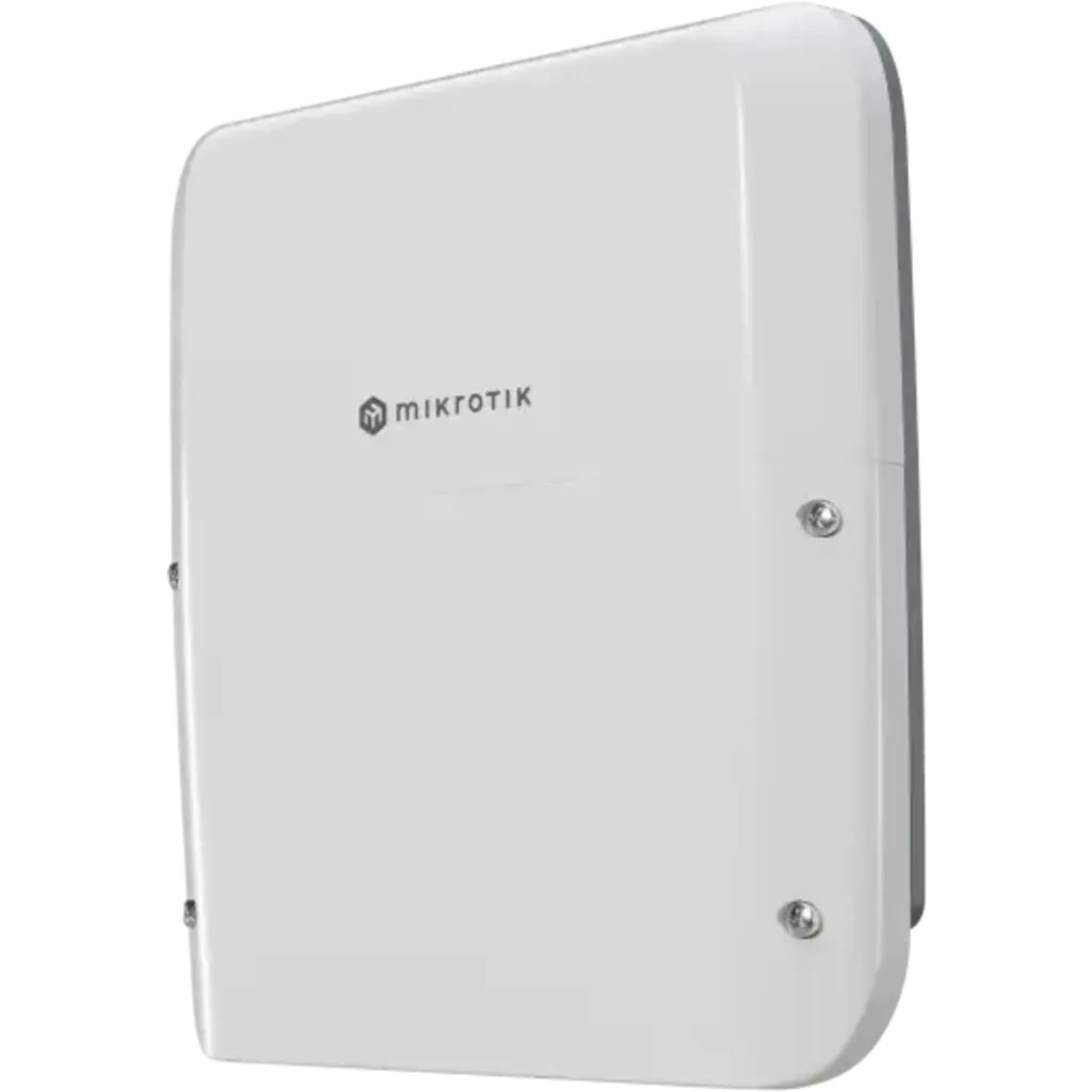 Router RB5009UPr outdoor con 7 Gigabit PoE, 1 puerto 2.5G PoE, SFP+ 10G, gabinete IP66 y RouterOS L5. Solución exterior robusta.