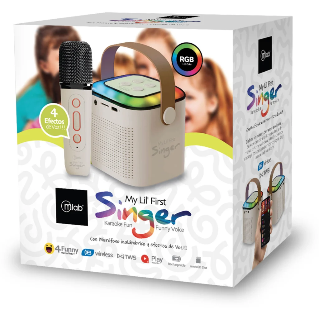 Imagen 4 de MLAB KARAOKE MY LIL FIRST SINGER CON LUZ RGB 1 MICROFONO INALAMBRICO WHITE