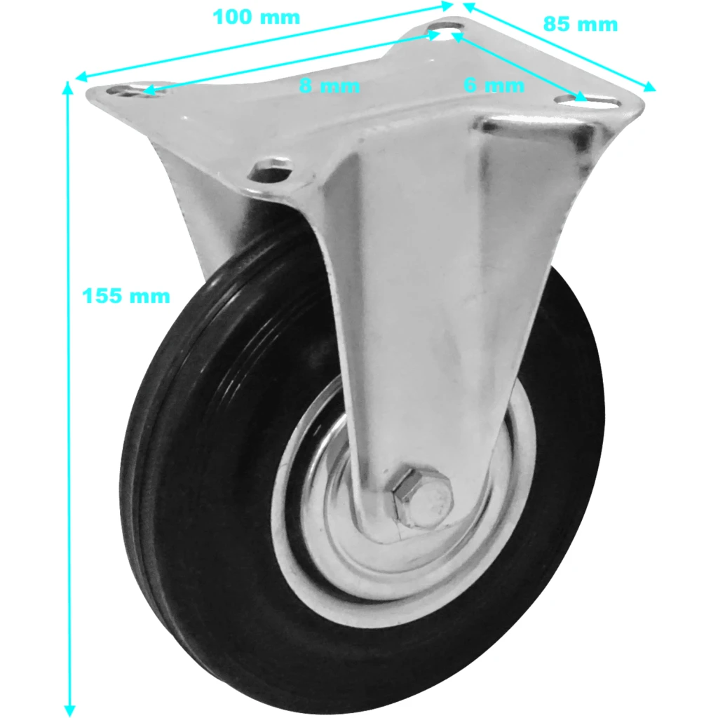 Imagen 2 de Rueda 5-pulgadas Fija Negra Soporta-125Kg 85x100x155mm