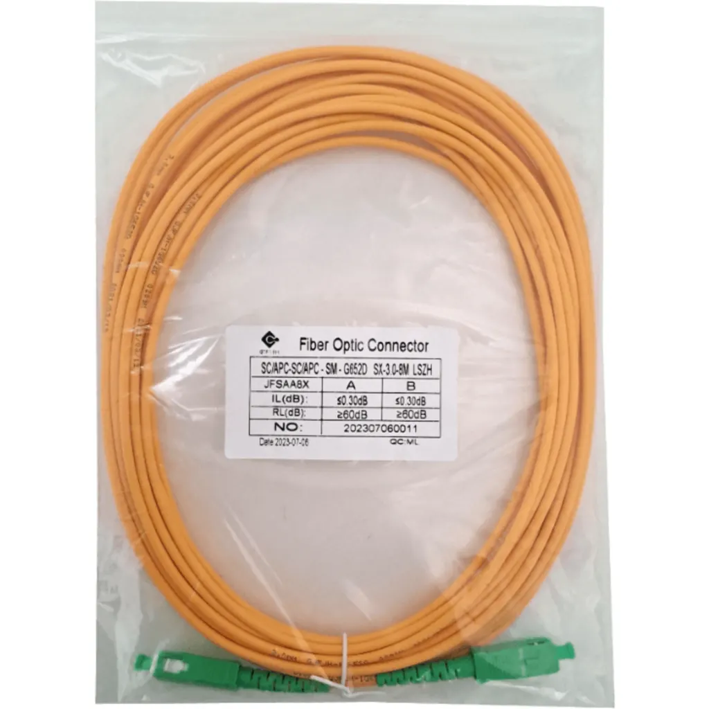 8mt SC/APC-SC/APC MonoModo SM Simplex Jumper Cable Fibra 3.0mm 9/125um