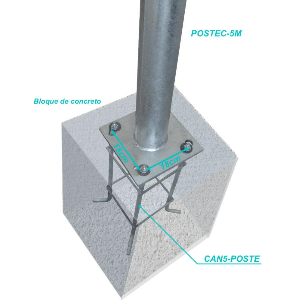 Imagen 4 de Alt-590mm 18x18cm Canastillo Fierro ObraCivil Base p/POSTEC-5M Hex23mm