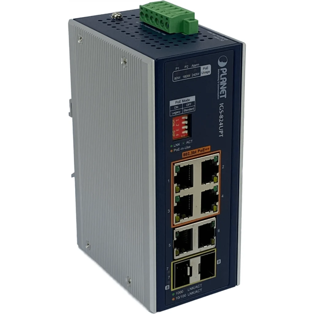 Imagen 5 de PLANET 4-1000-PoE++ 2-1000 2-SFP 240W-tot RielDIN Switch Indust 8p