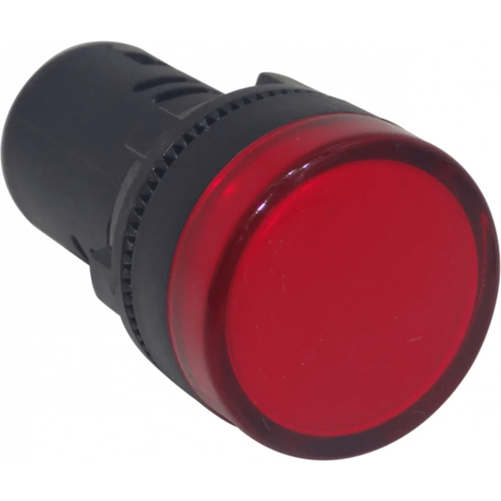 Rojo Luz Piloto LED 220VAC 20mm-diametro 28mm-cabeza 51mm-altura