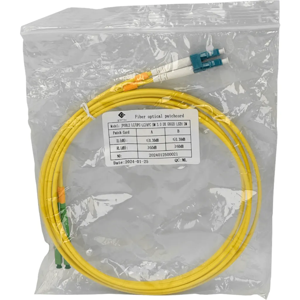 2mt SM LC/UPC-LC/APC MonoModo SM Duplex Jumper Cable Fibra 3.0mm 9/125